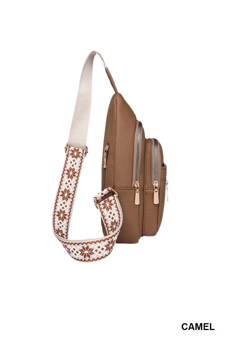 Quick-Change 2-Piece Textured Sling Crossbody (Bag + Strap)