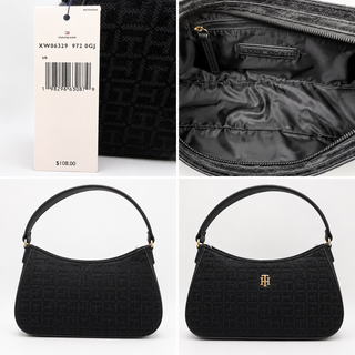 Tommy Hilfiger Monogram Jacquard Shoulder Bag | Black