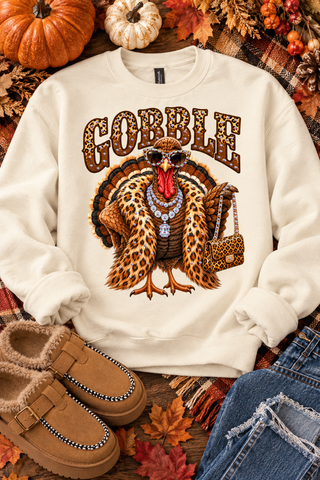Rhinestone Turkey Crewneck Sweatshirt | Thanksgiving Bling Sweatshirt