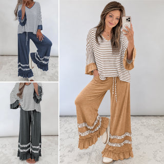 Cider Mill Striped Ruffle Two-Piece Set