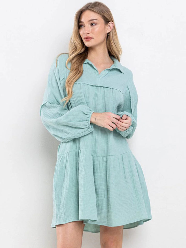 Ces Femme “Sea Breeze” Tiered Gauze Dress – Mint Green