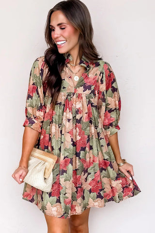 Bloom & Sway Ruffle-Collar Babydoll Dress – Autumn Garden
