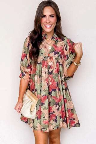 Bloom & Sway Ruffle-Collar Babydoll Dress – Autumn Garden