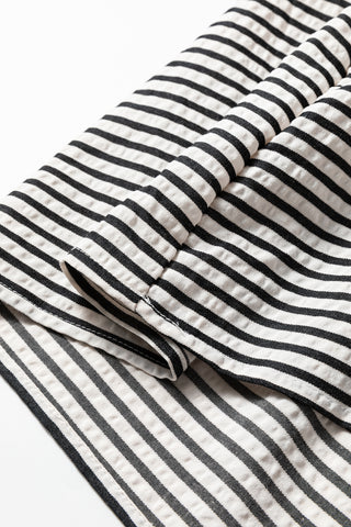 Classic Stripe Ruffle Sleeve Midi Dress – Contrast Trim Detail