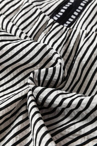 Classic Stripe Ruffle Sleeve Midi Dress – Contrast Trim Detail