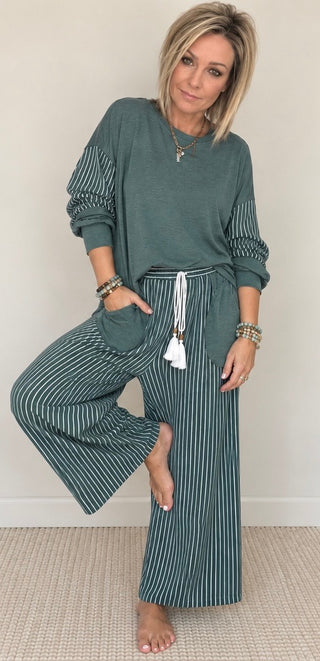 Porch Swing Raw Seam Patchwork Two-Piece Lounge Set