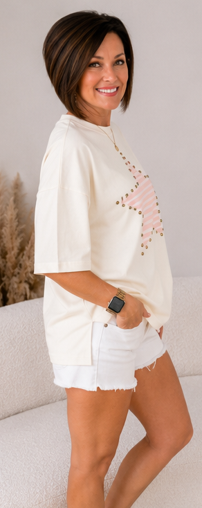 Starlight Studded Graphic Top by Luke & Estelle