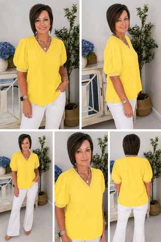 Luke & Estelle Sunshine State Puff Sleeve Top
