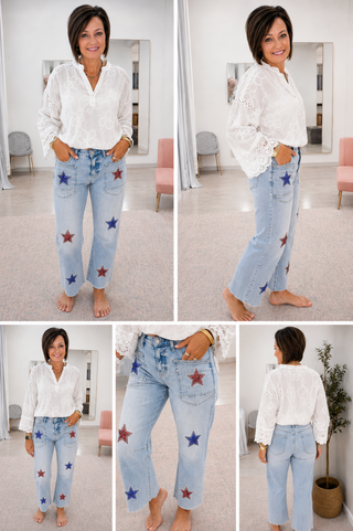 Luke & Estelle Star-Spangled Straight Leg Jeans