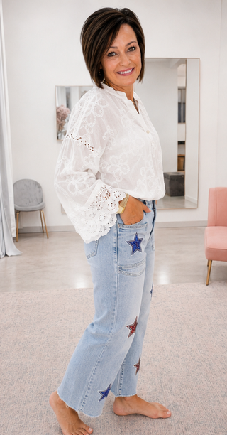 Luke & Estelle Star-Spangled Straight Leg Jeans