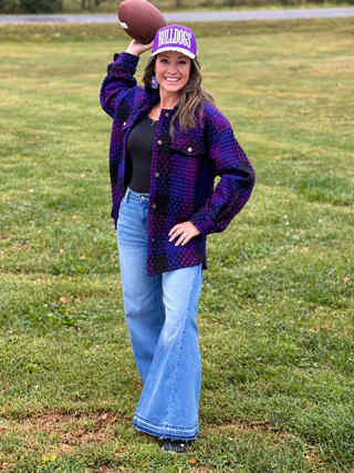 Bleacher Season Purple Check Shacket