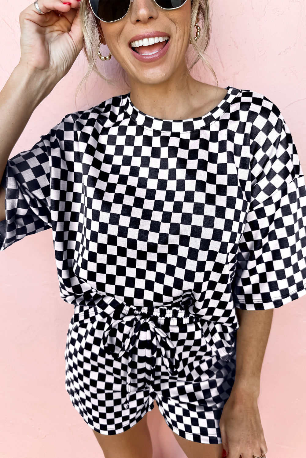 Check Me Out Lounge Set – Black & White Checkerboard Two-Piece