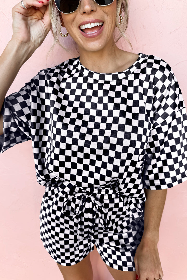 Check Me Out Lounge Set – Black & White Checkerboard Two-Piece