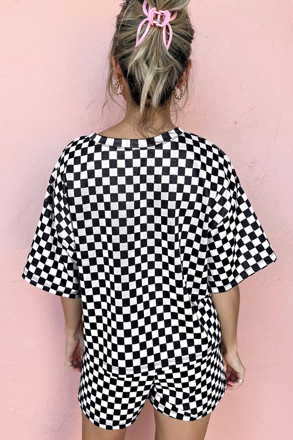 Check Me Out Lounge Set – Black & White Checkerboard Two-Piece