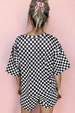 Check Me Out Lounge Set – Black & White Checkerboard Two-Piece