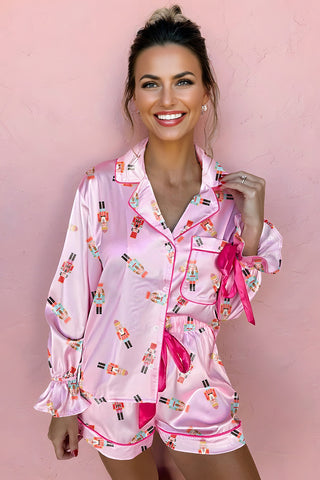 🎀 “Nutcracker Dreams Satin Pajama Set” – Holiday Luxe Edition 💕