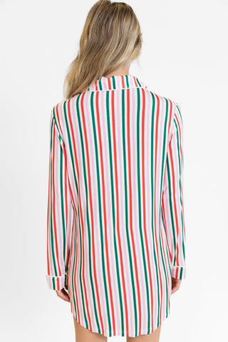 🎅 “Merry Morning Striped Nightshirt” – Cozy Christmas Comfort ❤️💚