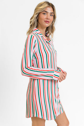 🎅 “Merry Morning Striped Nightshirt” – Cozy Christmas Comfort ❤️💚