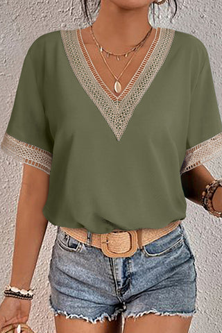 Luke & Estelle Lace Line V-Neck Blouse