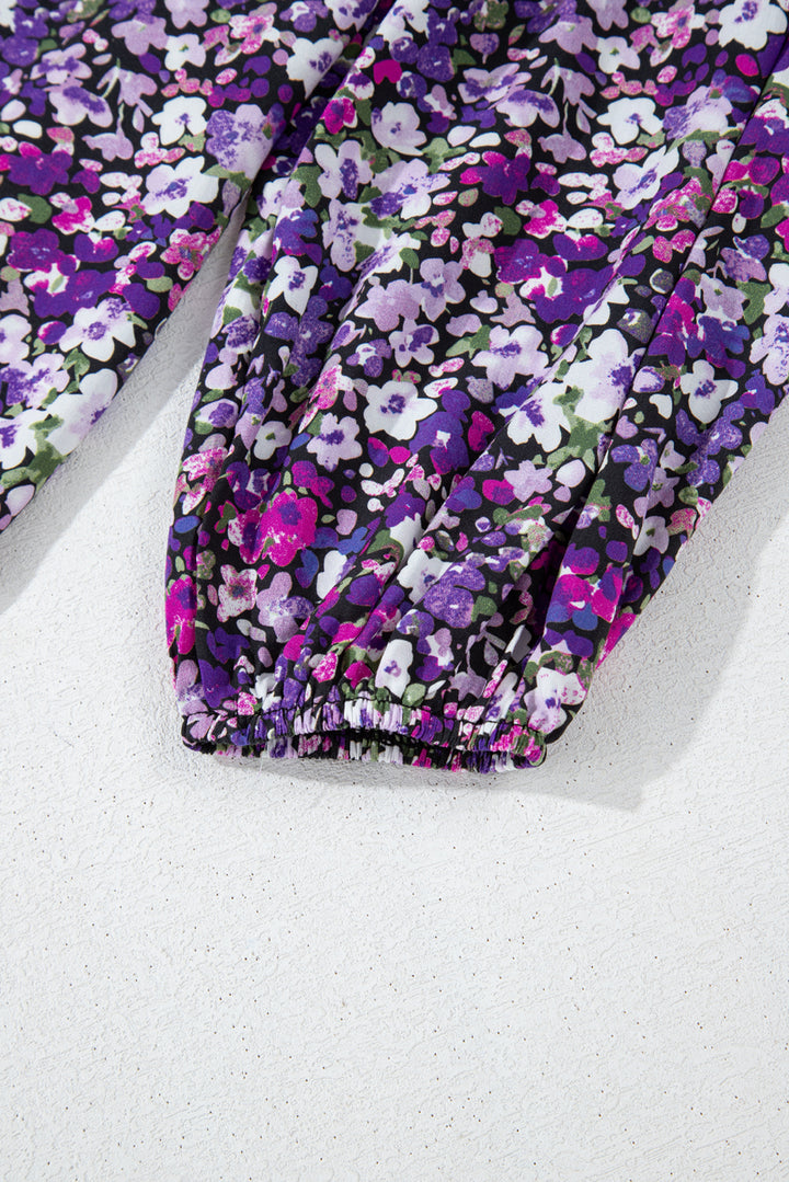 Violet Bloom Boho Blouse – Floral Flare &amp; Luxe Draping