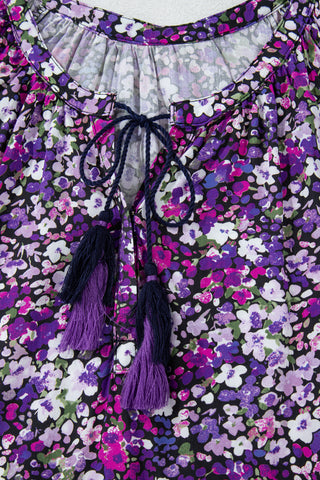 Violet Bloom Boho Blouse – Floral Flare &amp; Luxe Draping