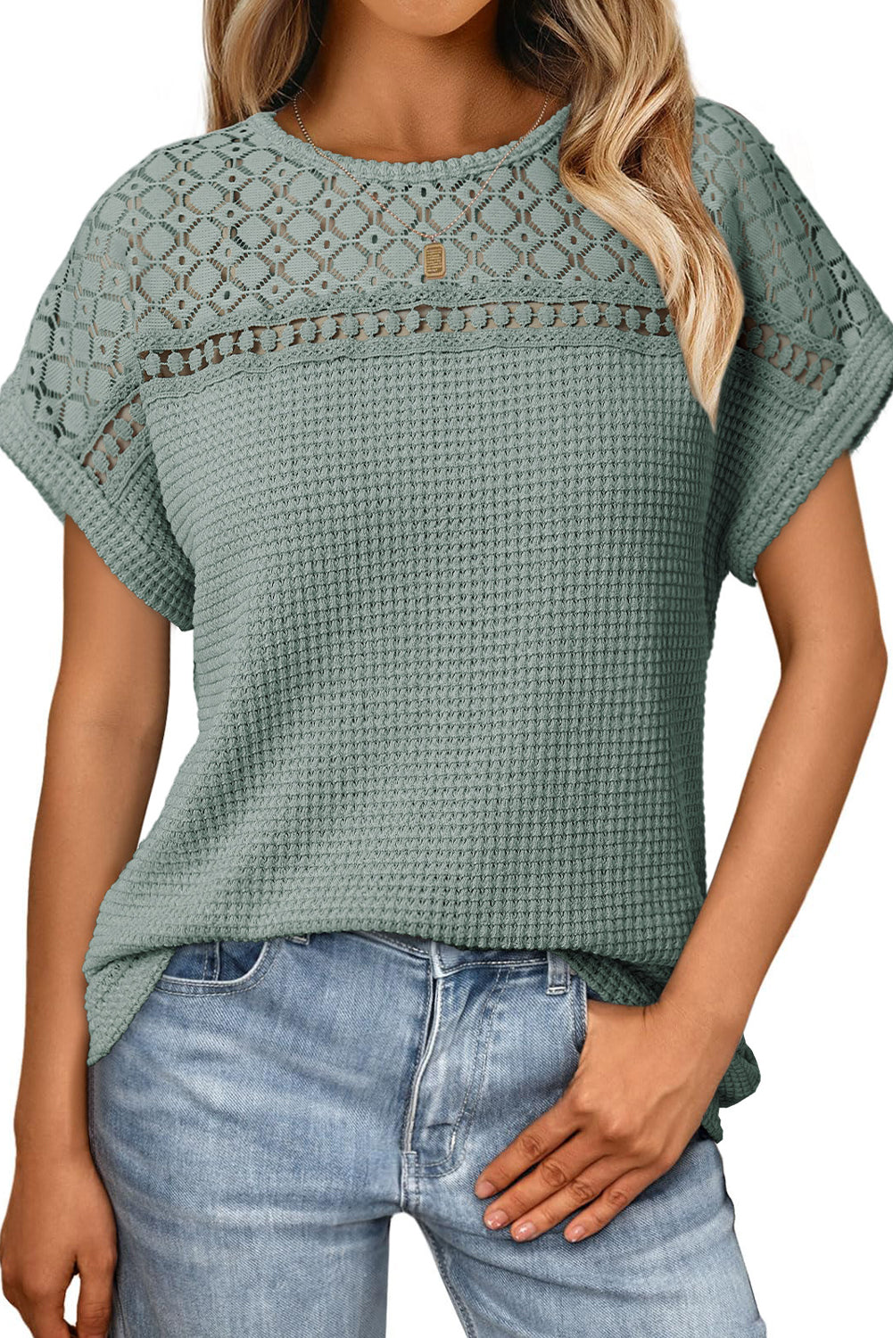 Willow Breeze Crochet Top – Waffle Knit Texture Meets Boho Chic