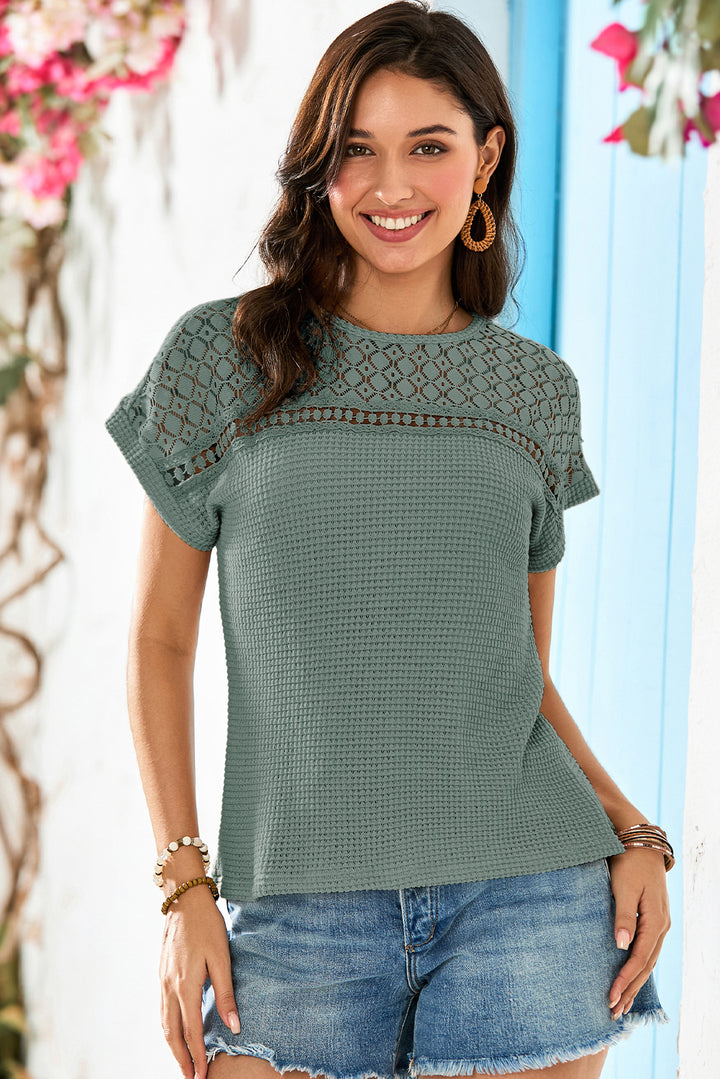 Willow Breeze Crochet Top – Waffle Knit Texture Meets Boho Chic