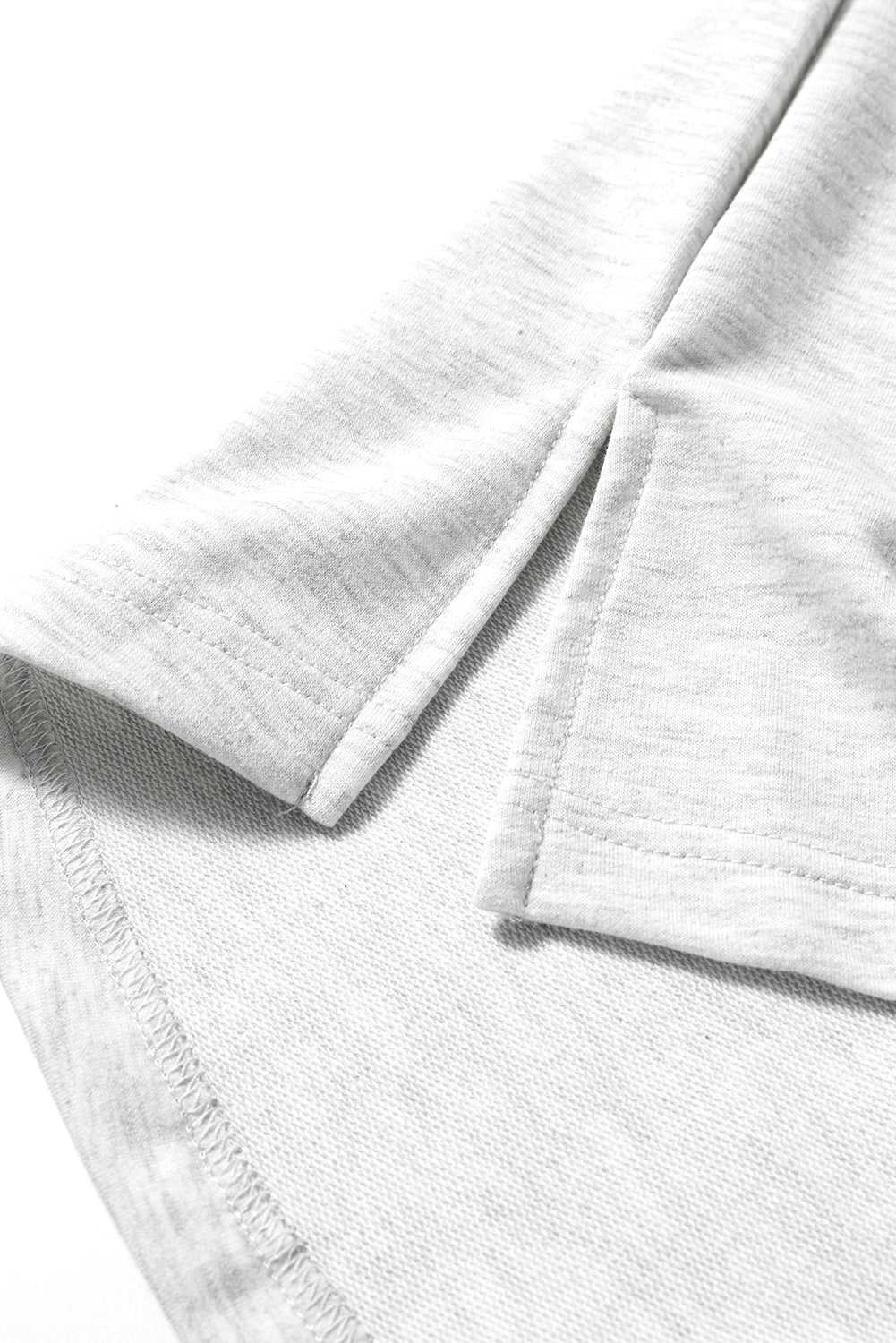 Two Tone Gray Waffle Knit Patched Buttoned V Neck Top