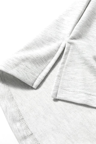 Two Tone Gray Waffle Knit Patched Buttoned V Neck Top