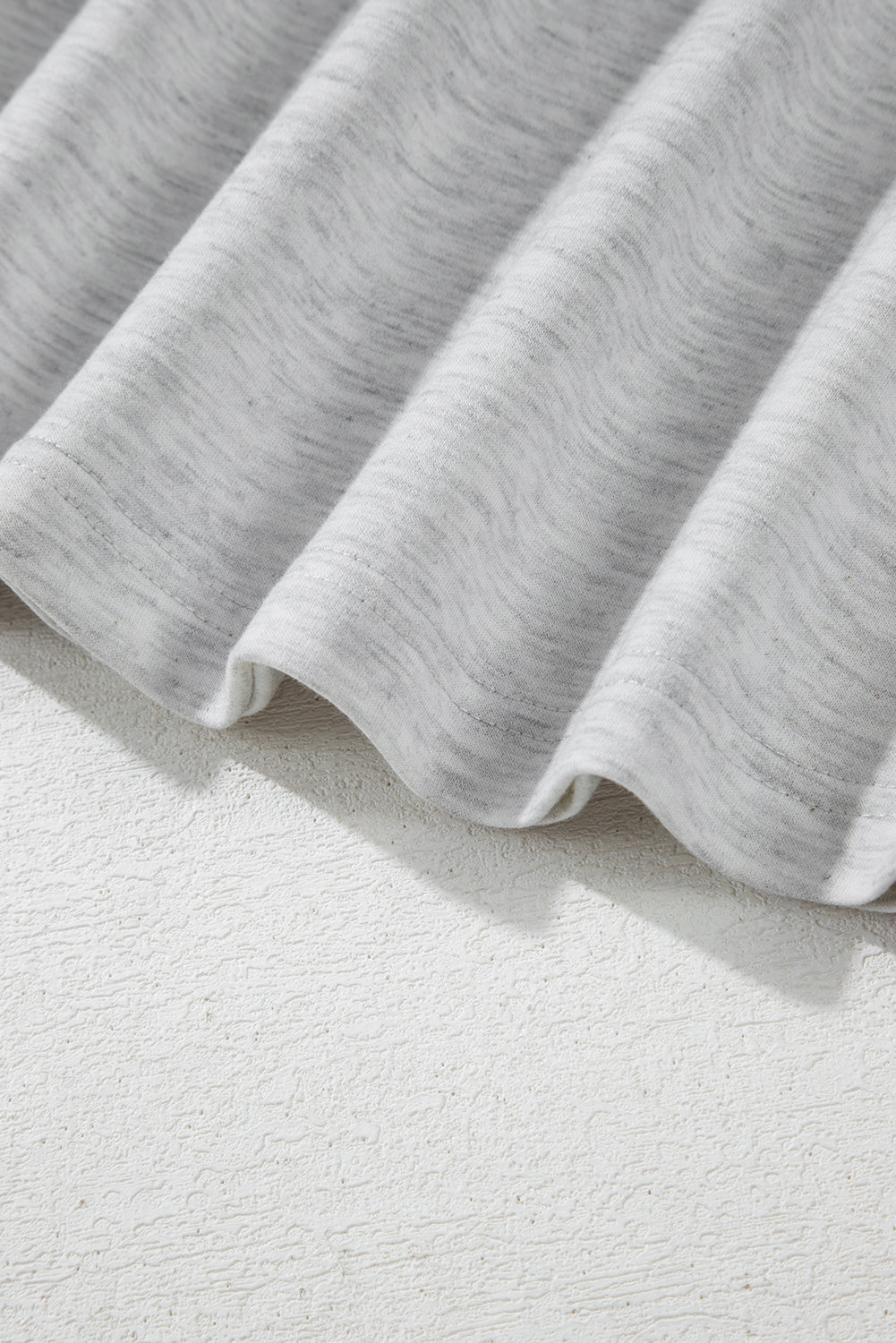 Two Tone Gray Waffle Knit Patched Buttoned V Neck Top