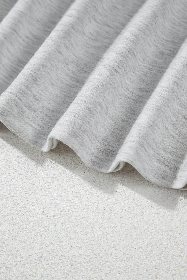 Two Tone Gray Waffle Knit Patched Buttoned V Neck Top