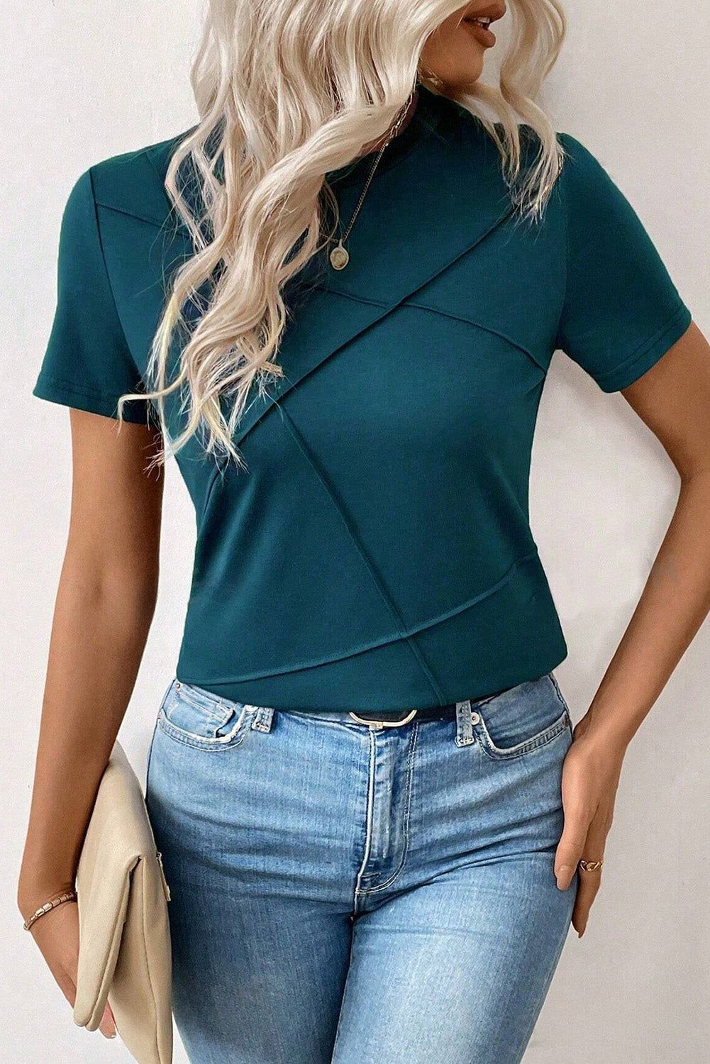 Cross-Current Sculpt Tee – Deep Teal