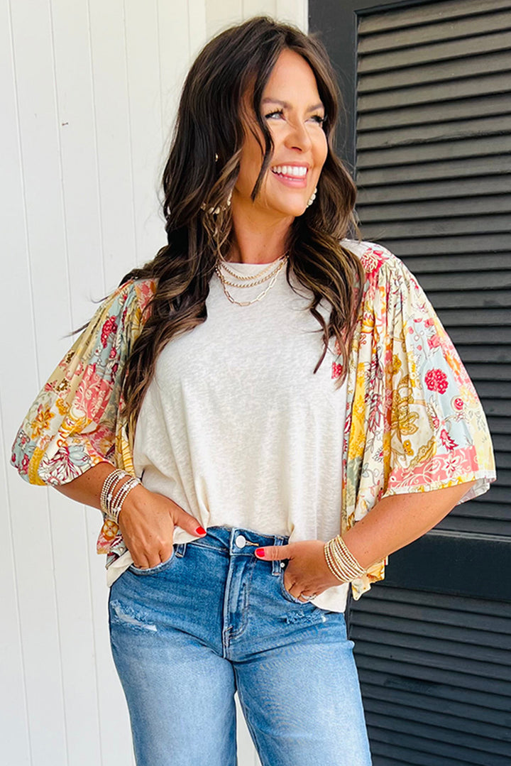 Sunset Patchwork Flutter Sleeve Blouse