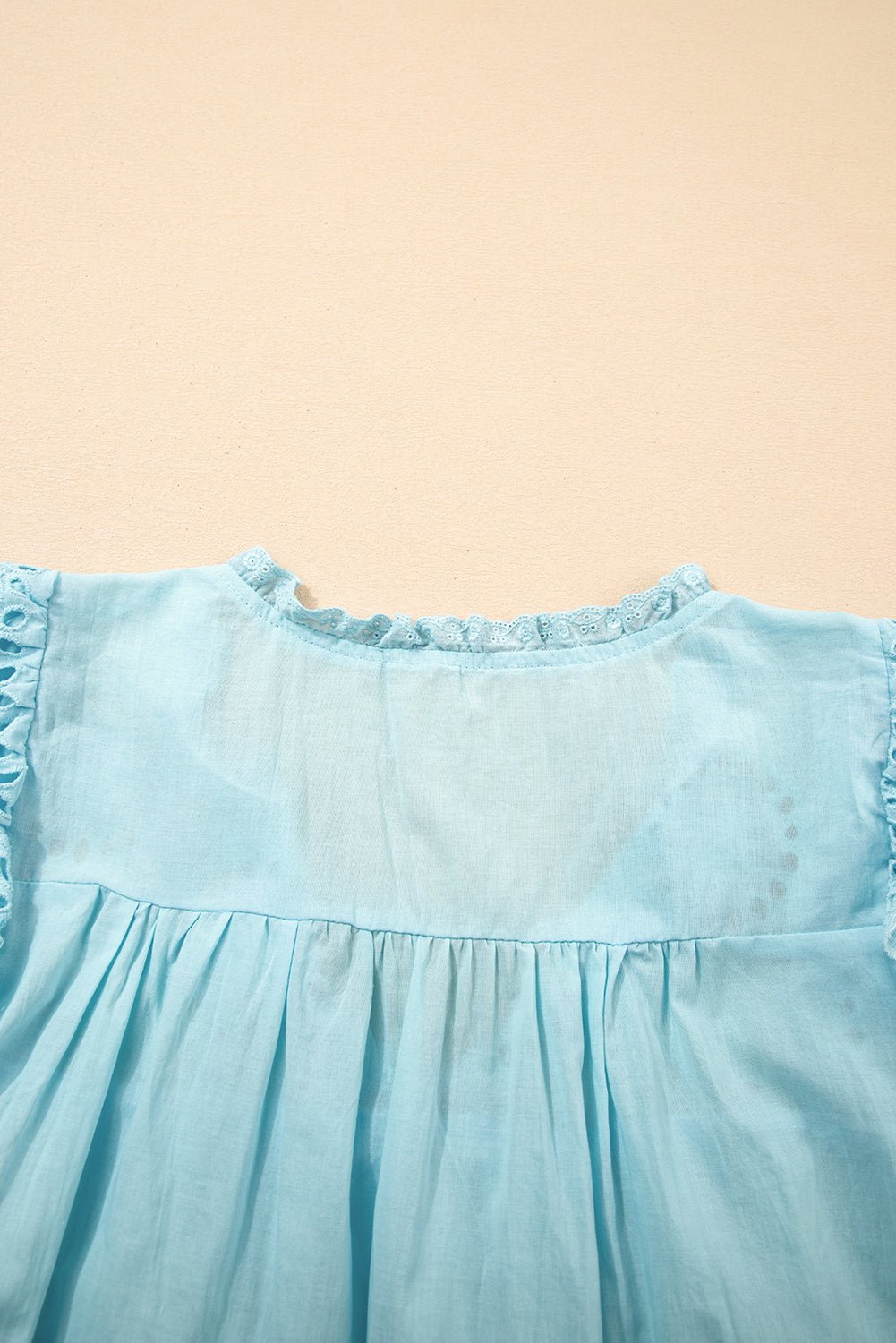 Sea Breeze Eyelet Ruffle Top – Sky Blue