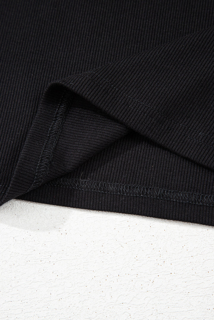 2 Piece Layered Black Floral Lace Sheer Short Sleeve Mock Neck Blouse