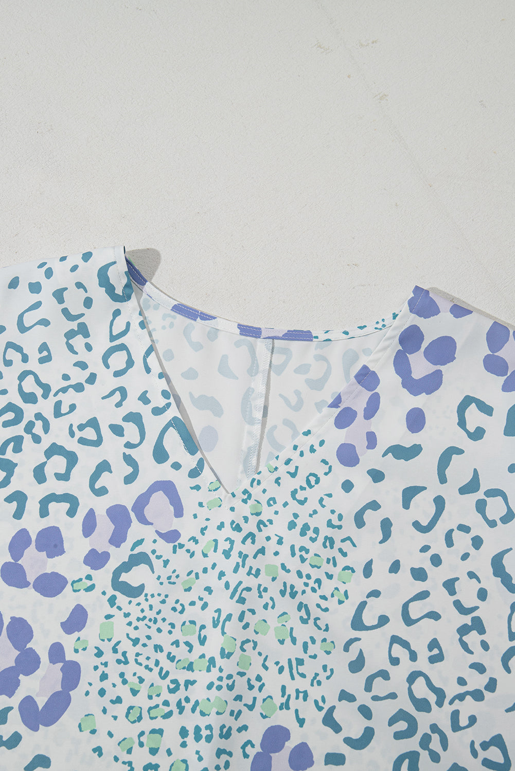 Coastal Confetti Leopard V-Neck Top (Sea Mist Mix)