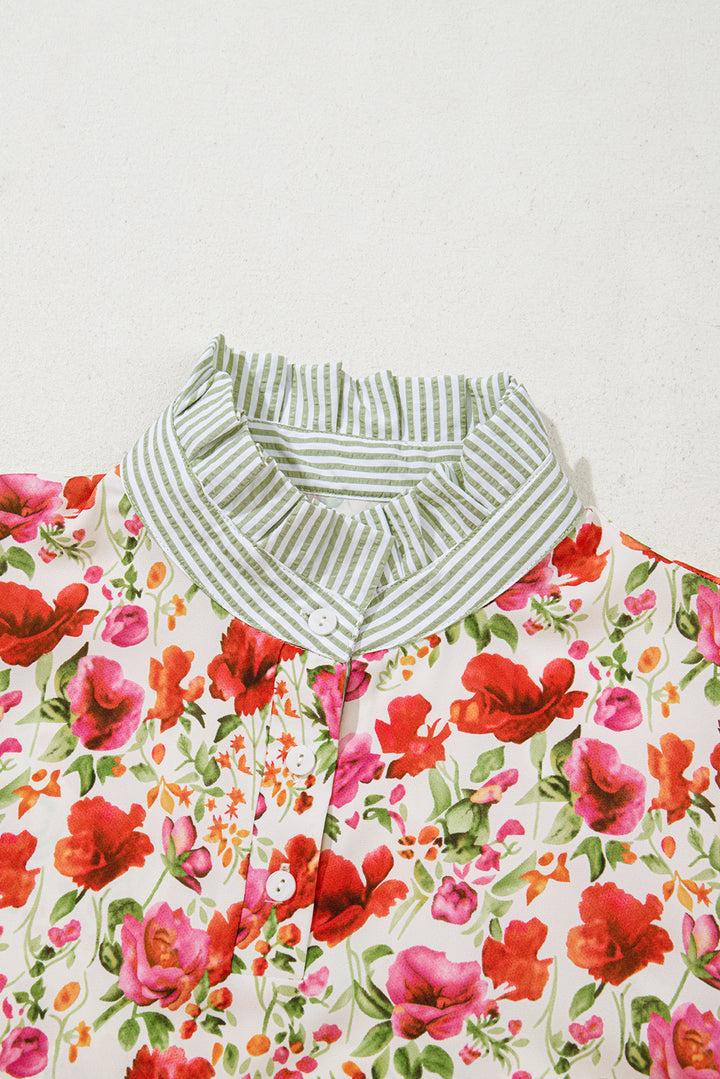 Bloom & Stripe Pop Collar Top 🌸