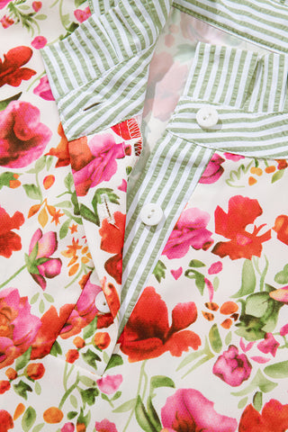 Bloom & Stripe Pop Collar Top 🌸