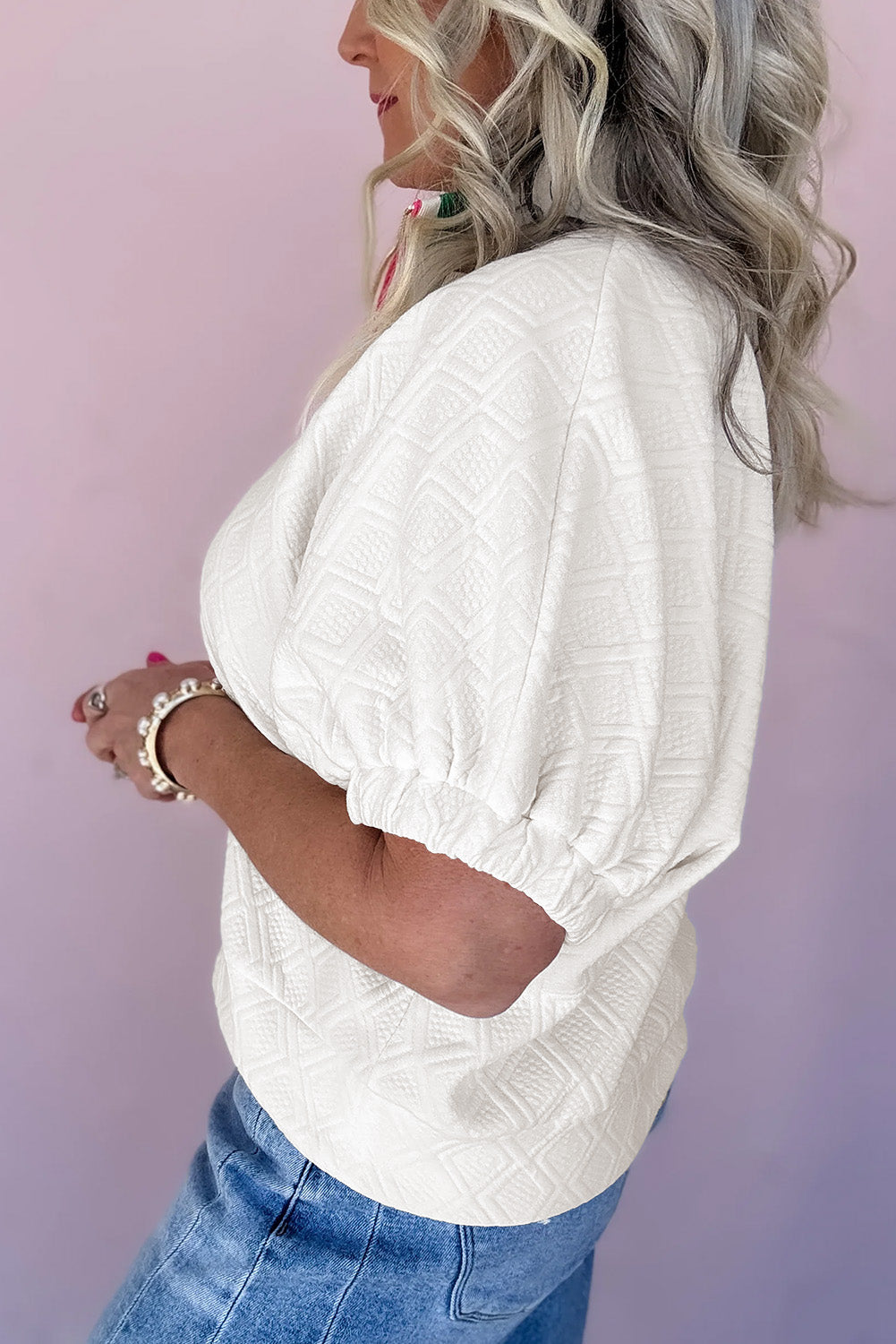 Courtside Crush Half-Zip Jacquard Top 💚💗