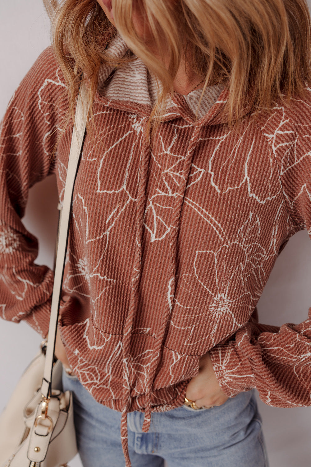 Terra Blossom Textured Hoodie