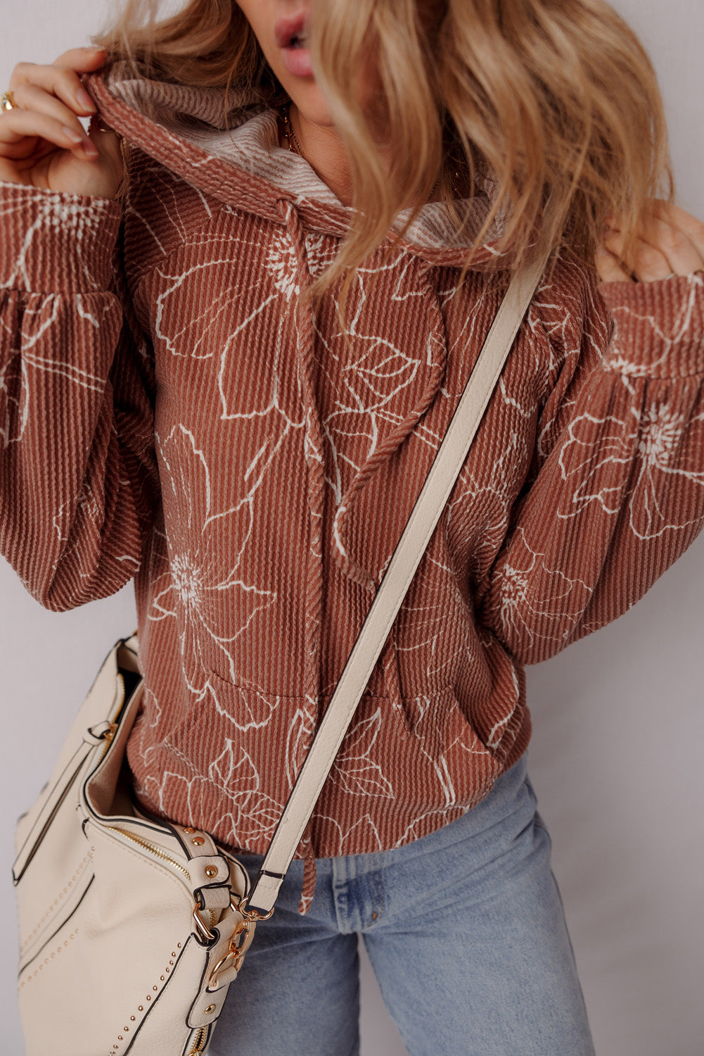 Terra Blossom Textured Hoodie