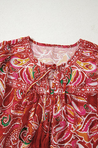 Sangria Stroll Tassel Blouse