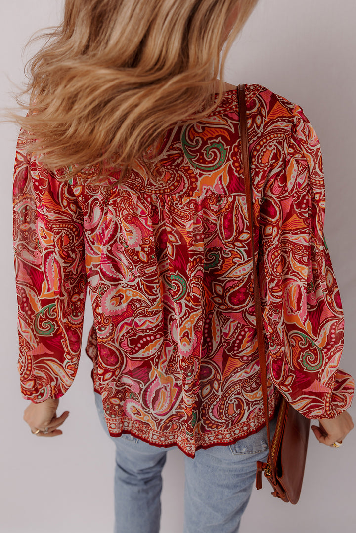 Sangria Stroll Tassel Blouse