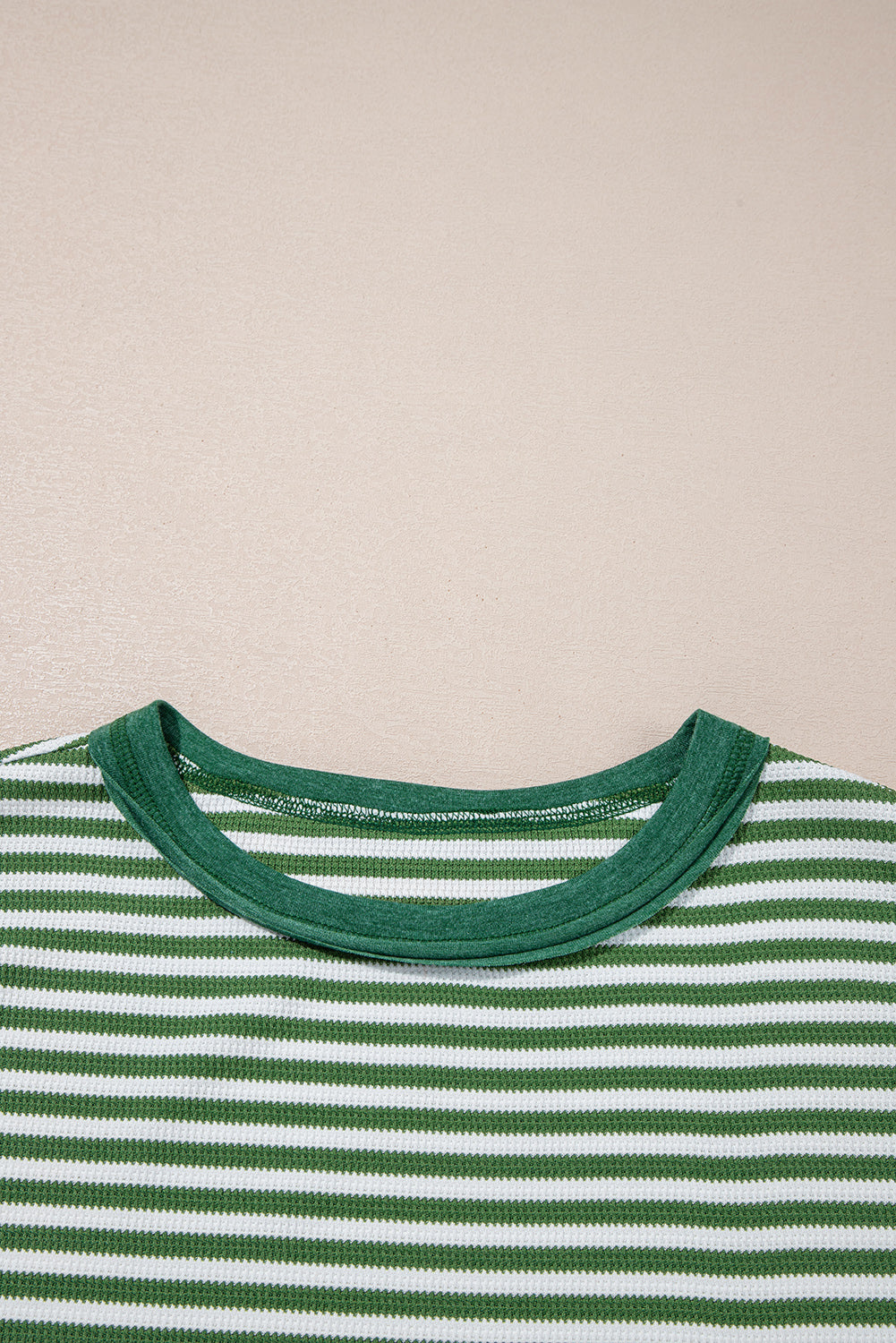 Northwoods Stripe Waffle Top – Evergreen