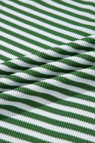 Northwoods Stripe Waffle Top – Evergreen
