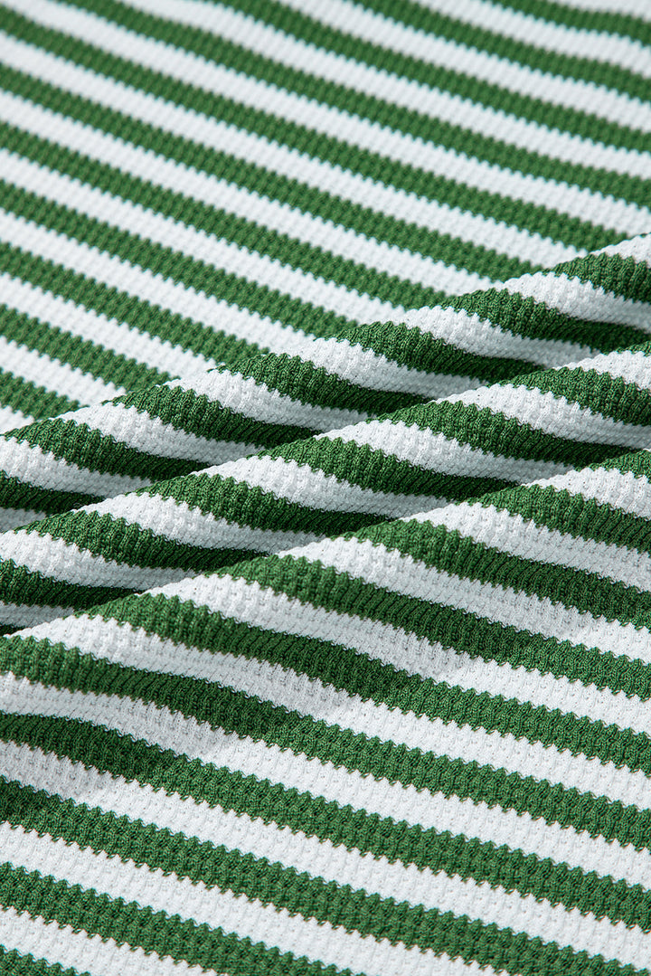 Northwoods Stripe Waffle Top – Evergreen