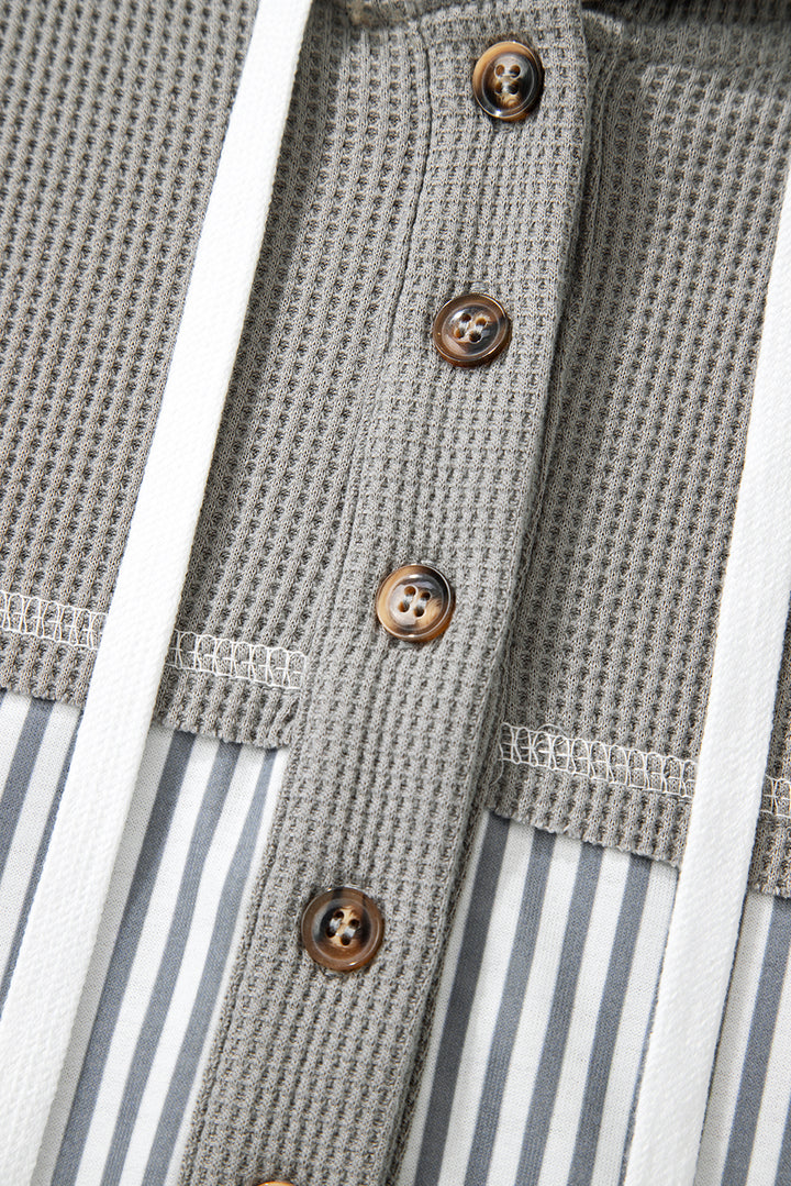 Harvest Trails Waffle Hoodie — Ashphalt Stripe Mix