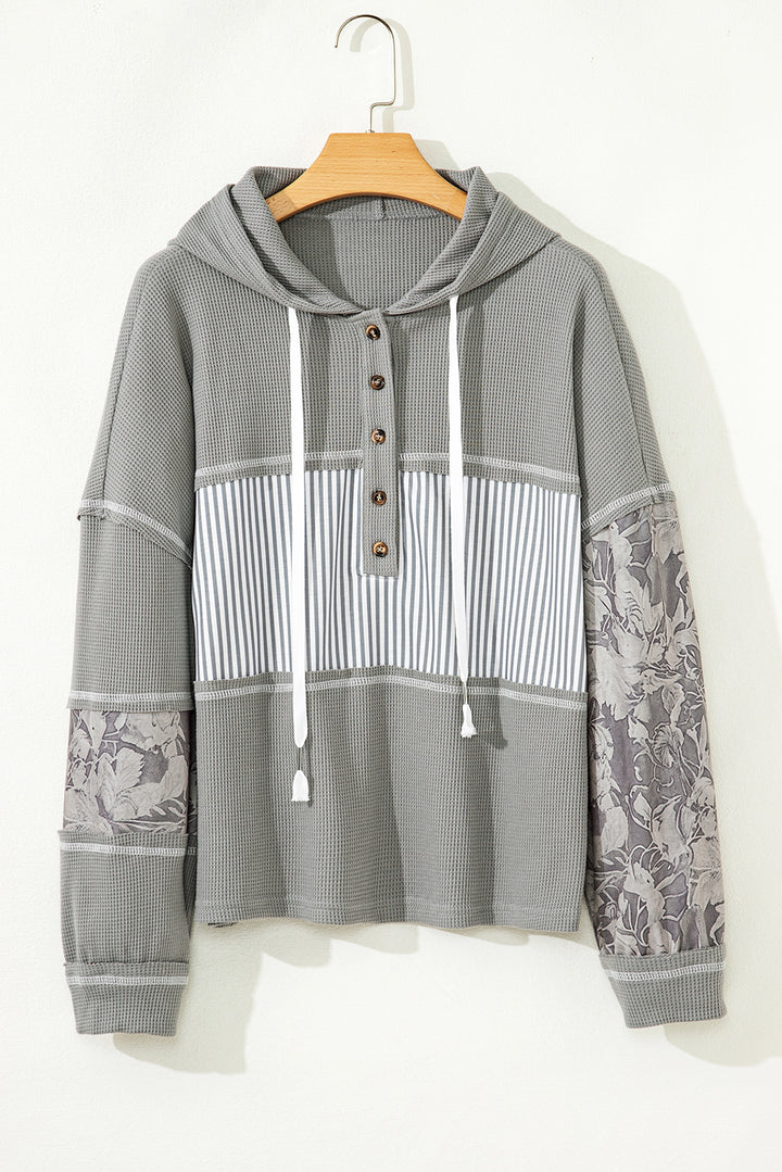 Harvest Trails Waffle Hoodie — Ashphalt Stripe Mix