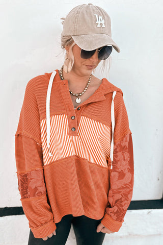 Pumpkin Spice Mixed-Media Waffle Hoodie