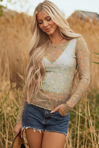 Luke & Estelle Meadow Muse Vintage Floral Mesh Top